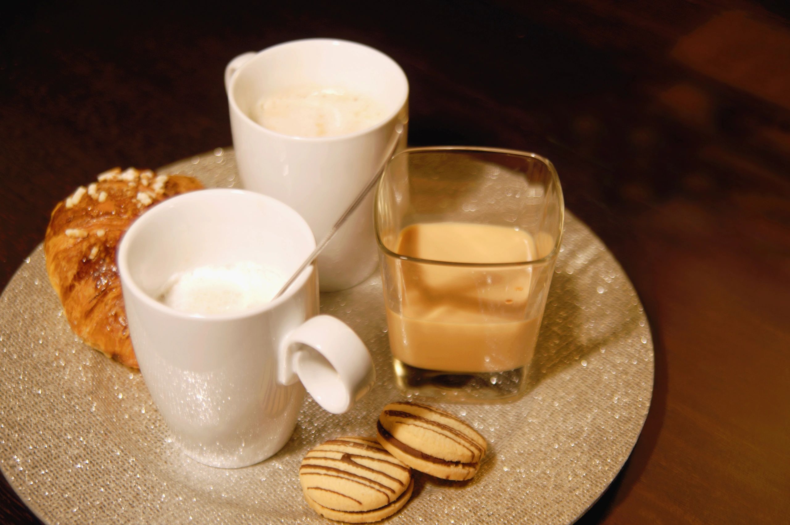 Coffee and cookies on a tray